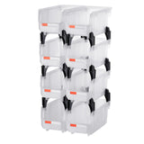 Plastic Stackable Storage Bins, 27.6 x 14 x 13 cm (8 Pack), Plastic Containers for Organizing & Storage Bins for Closet, Garage, Small Parts, Office Supplies, Other Accessories, Transparent