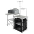 Camping Kitchen Table, Folding Outdoor Cooking Table with Storage Carrying Bag, Aluminum Cook Station 1 Cupboard & Detachable Windscreen, Quick Set-up for Picnics, BBQ, RV Traveling, Black