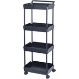 4-Tier Kitchen Rolling Cart Basket Utility Cart on Wheel with Handle Black