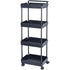 4-Tier Kitchen Rolling Cart Basket Utility Cart on Wheel with Handle Black