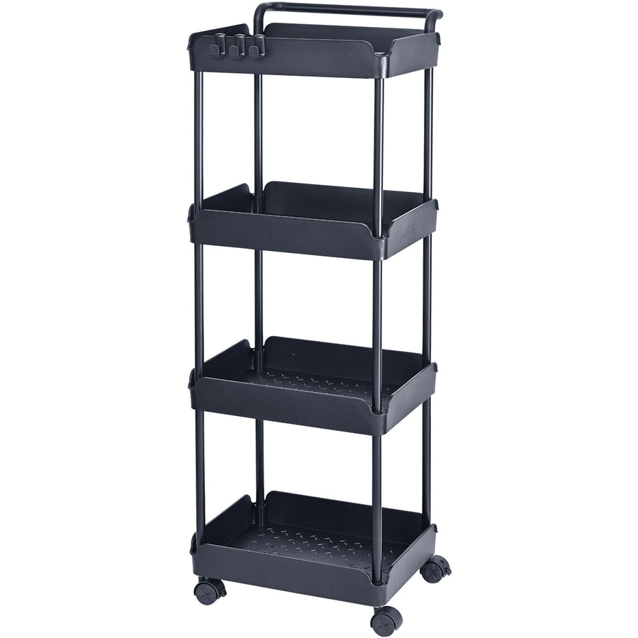 4-Tier Kitchen Rolling Cart Basket Utility Cart on Wheel with Handle Black