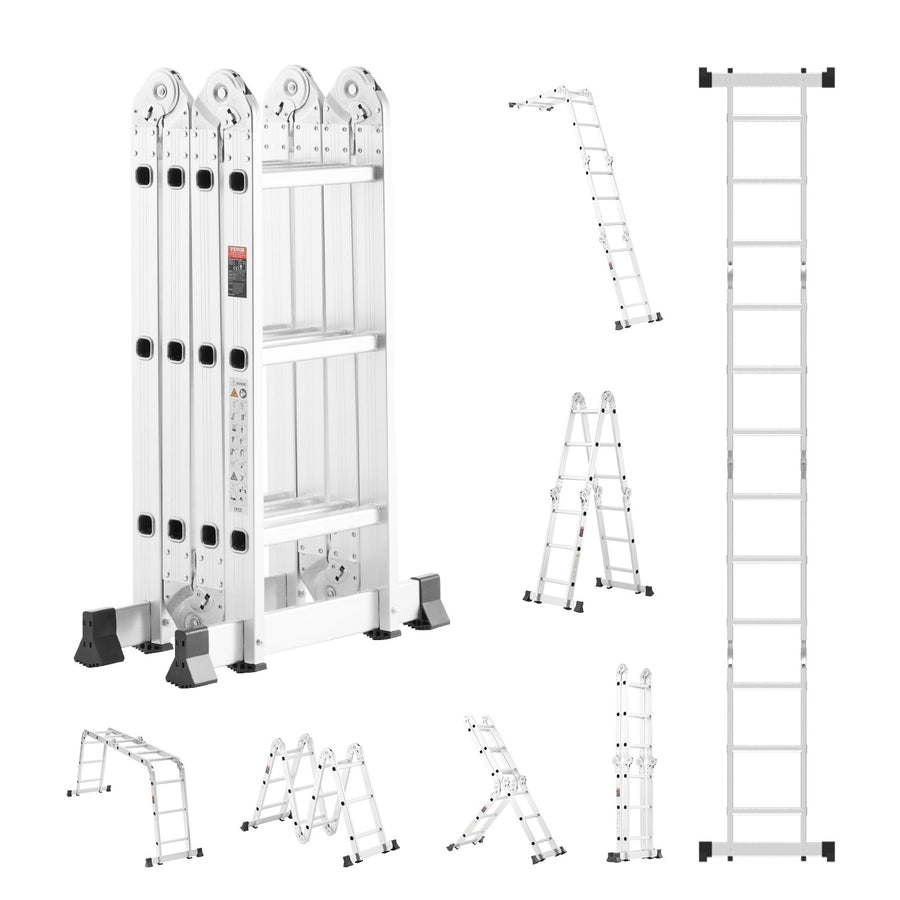 VEVOR Multi-Purpose Folding Ladder 7-in-1 3 Step 12ft Reach Height for Work