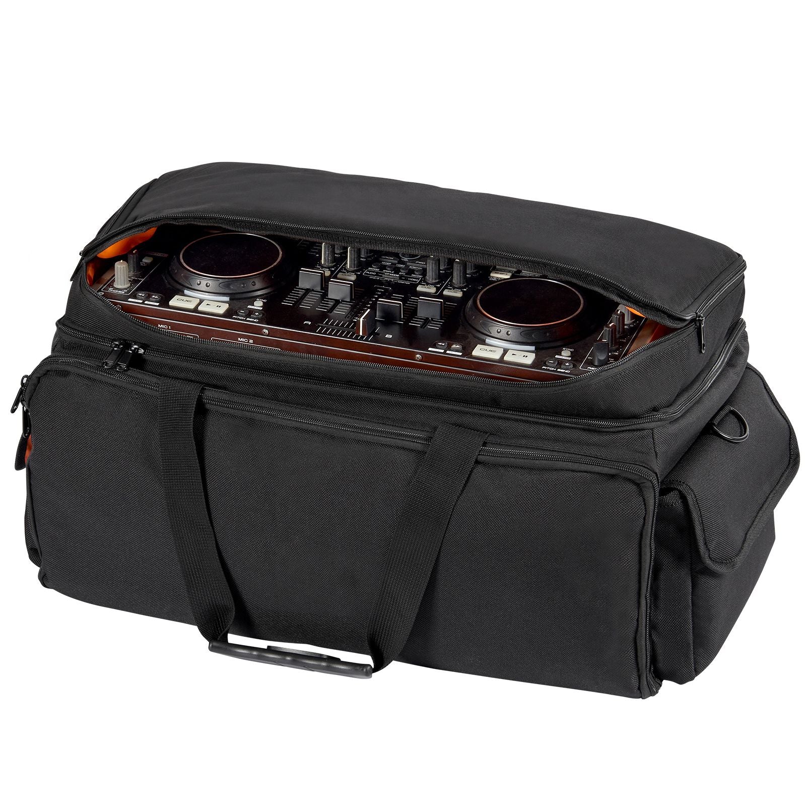 DJ Cable File Bag, 1200D Oxford Fabric, DJ Gig Bag with 9 Detachable Divider 4.92 ft Padded Shoulder Strap Plastic Bottom Pad, 600 x 300 x 325 mm DJ Wire Bag for DJ Gear Musical Accessories