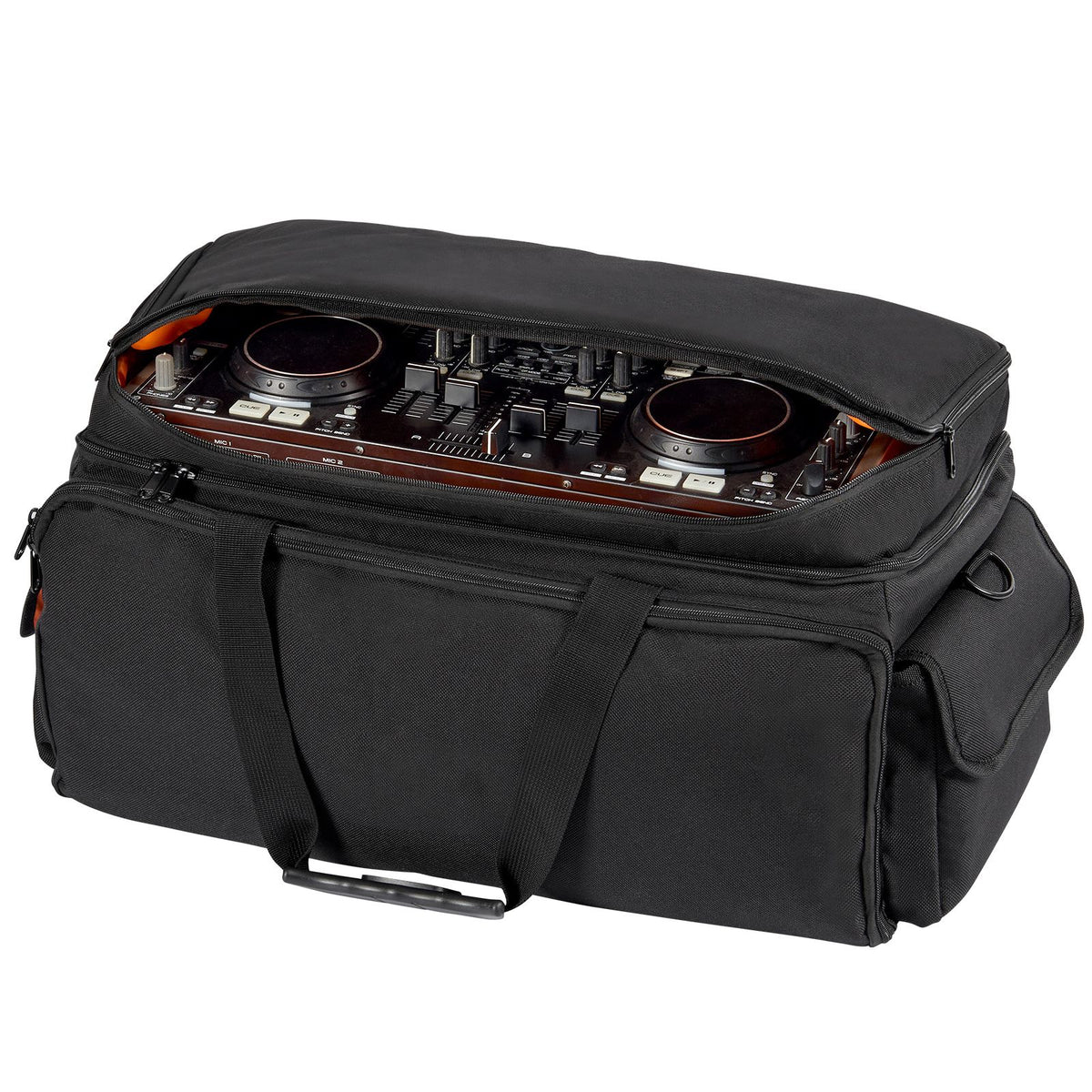 DJ Cable File Bag, 1200D Oxford Fabric, DJ Gig Bag with 9 Detachable Divider 4.92 ft Padded Shoulder Strap Plastic Bottom Pad, 600 x 300 x 325 mm DJ Wire Bag for DJ Gear Musical Accessories