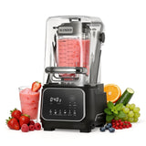 Blender, 2L Professional Countertop Blenders with Shield, 2200W 26000RPM Kitchen Food Processor Combo, Self-Cleaning, Speed Adjustable, 6 Preset Menu for Smoothies, Ice Crushing, Puree, Black