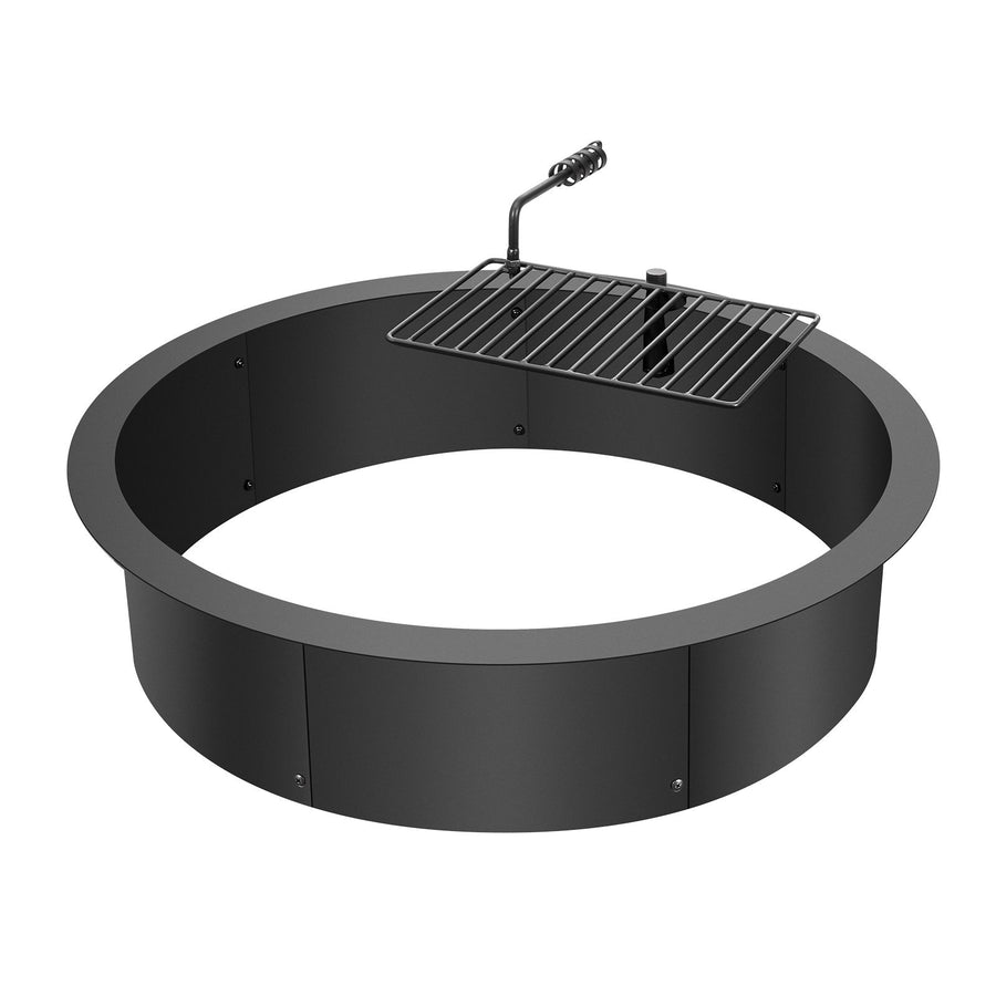 Fire Pit Ring, Fire Pit Insert with Barbecue Fire Ring, 35-In Outer/31-In Inner Diameter, 8.5in Height, Carbon Steel Liner DIY Campfire Ring above/In-Ground, for Outdoor Camping, Bonfires