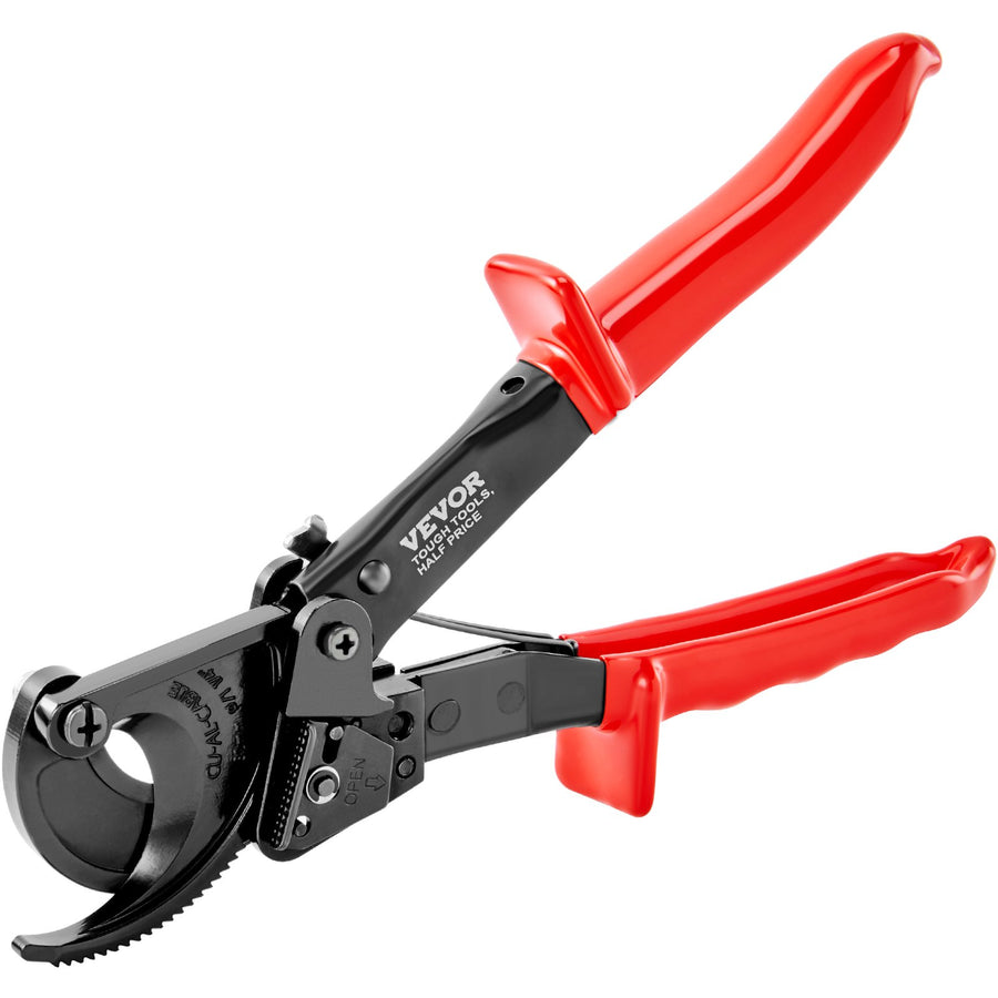 VEVOR Ratcheting Cable Cutter, 250mm Ratchet Wire and Cable Cutter, Cut up to 240 mm², with Comfortable Grip Handles, Easy to Use Quick-Release Lever, Silicon-Manganese Spring Steel Blade