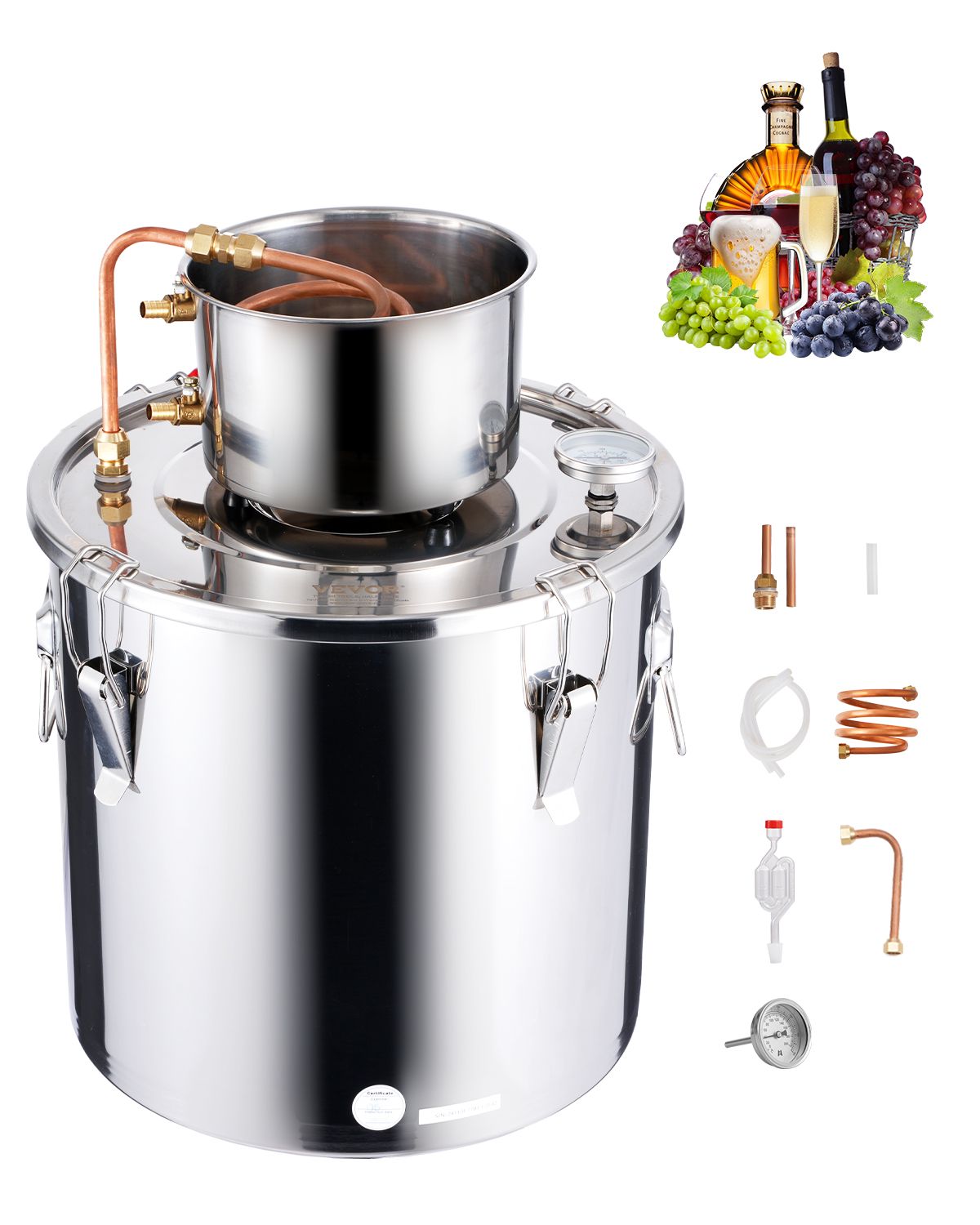 Moonshine Still 8 Gal Water Alcohol Distiller Brewing Kit Stainless Steel
