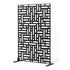 Metal Privacy Screen, 120 x 193cm, Outdoor Privacy Screens 3-Panel, Freestanding Outdoor Divider with Stand, Decorative Garden Steel Privacy Fence for Balcony Patio Indoor Room Hot Tub Black