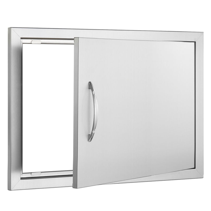 BBQ Access Door, 610x432 mm Single Outdoor Kitchen Door, Stainless Steel Flush Mount Door, Wall Vertical Door with Handle, for BBQ Island, Grilling Station, Outside Cabinet