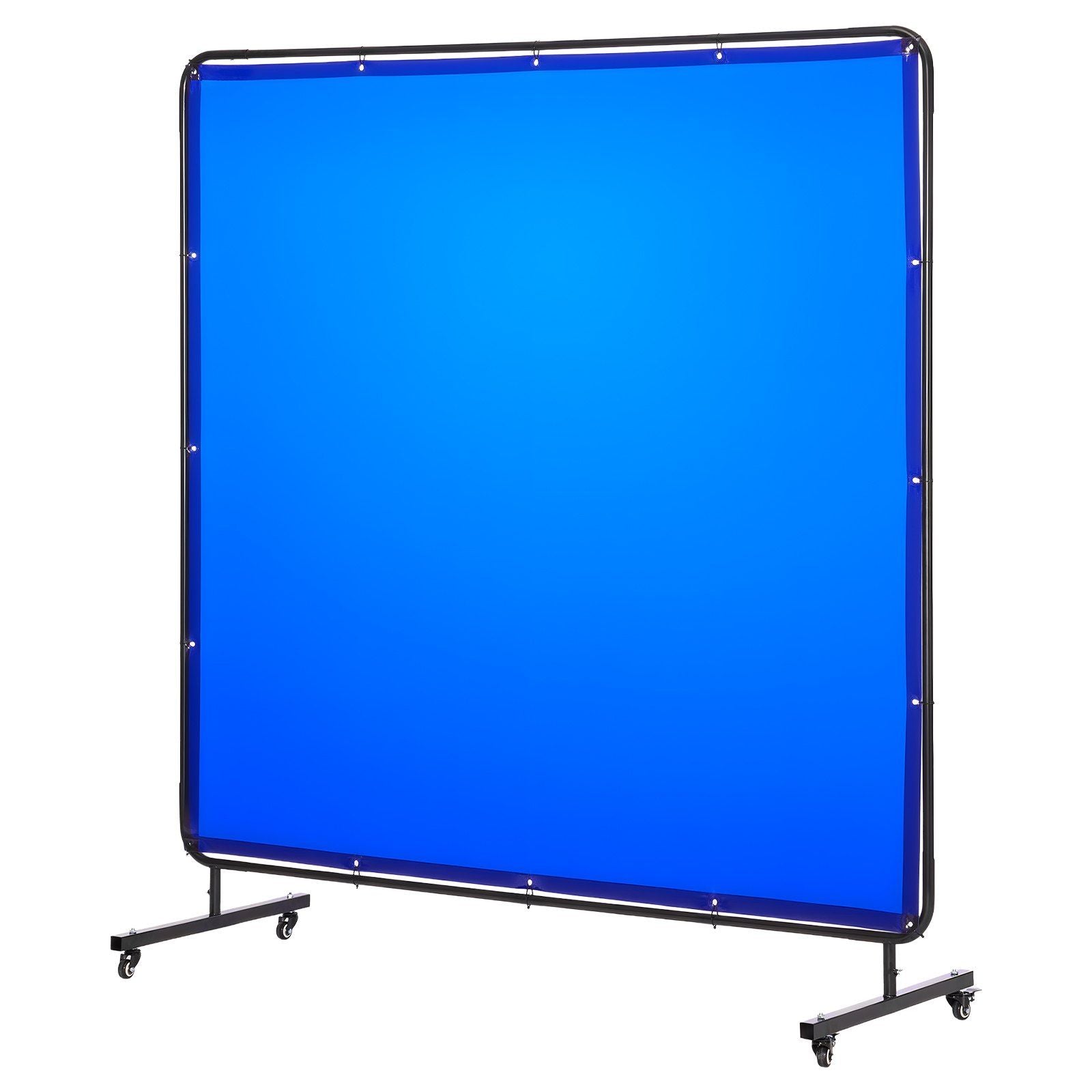 Welding Screen with Frame, 1.74 x 1.74 m Welding Curtain Screen, Flame-Resistant Vinyl Protection Screens with Lockable Swivel Wheels & 6-Level UV Protection for Workshop/Industrial Use, Blue