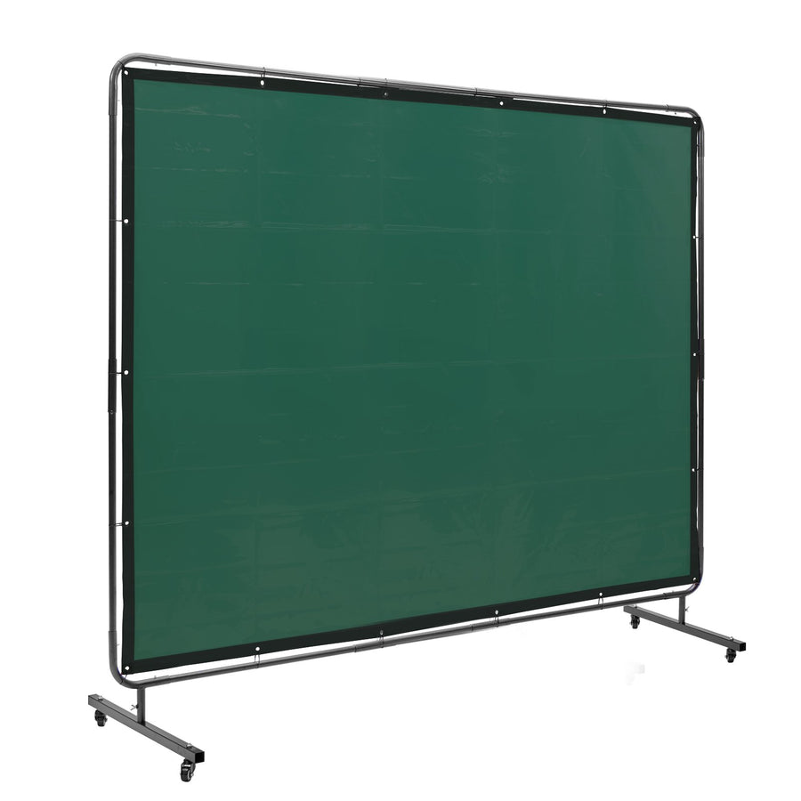 VEVOR Welding Screen with Frame 6' x 8' Welding Curtain Screen on 4 Wheels Green