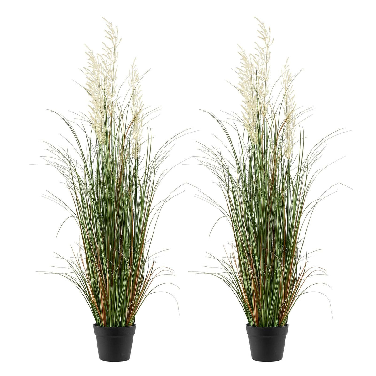 Artificial Grass Plant, 2 Pack 1194mm Reed Flower Grass in Pot, Premium PVC Faux Fake Greenery Shrubs Plant for Indoor Outdoor House Home Garden Office Room Décor, Housewarming, Green