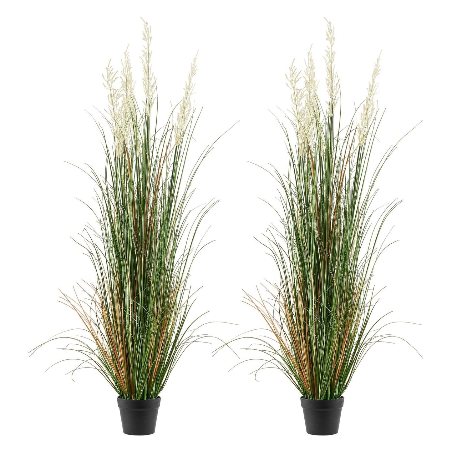 Artificial Grass Plant, 2 Pack 1499mm Faux Reed Flower Grass in Pot, Premium PVC Fake Greenery Shrubs Plant for Indoor Outdoor House Home Garden Office Room Décor, Housewarming, Green
