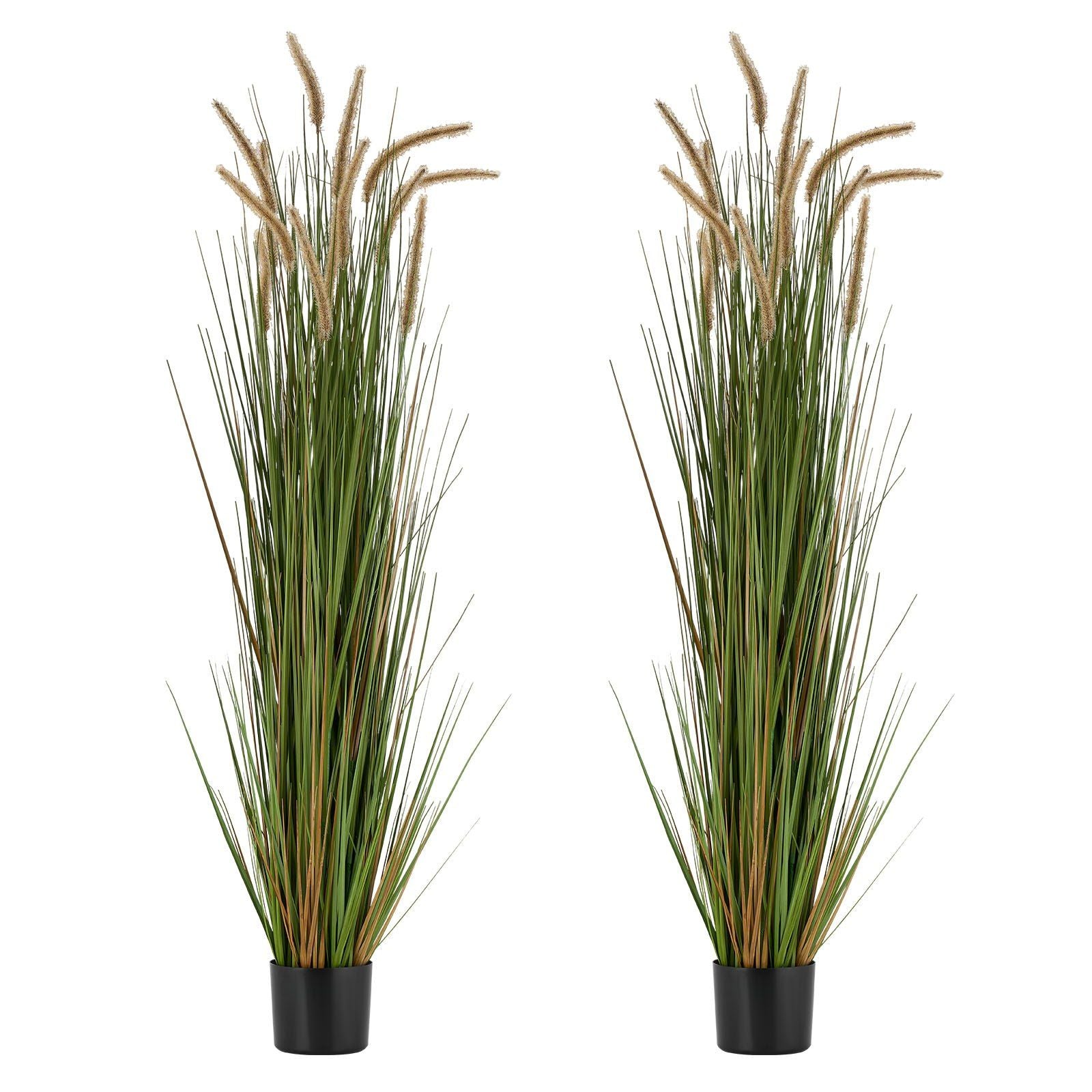 Artificial Grass Plant, 2 Pack 1499mm Horsetail Reed Grass in Pot, Premium PVC Faux Fake Greenery Shrubs Plant for Indoor Outdoor House Home Garden Office Room Décor, Housewarming, Green