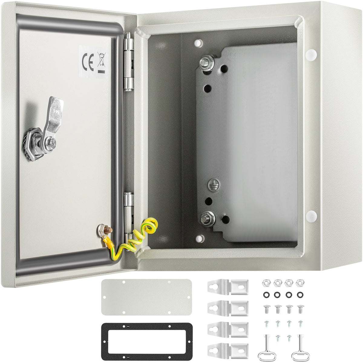 NEMA Steel Enclosure, 25 x 20 x 15 cm NEMA 4X Steel Electrical Box, IP66 Waterproof & Dustproof, Outdoor/Indoor Electrical Junction Box, with Mounting Plate