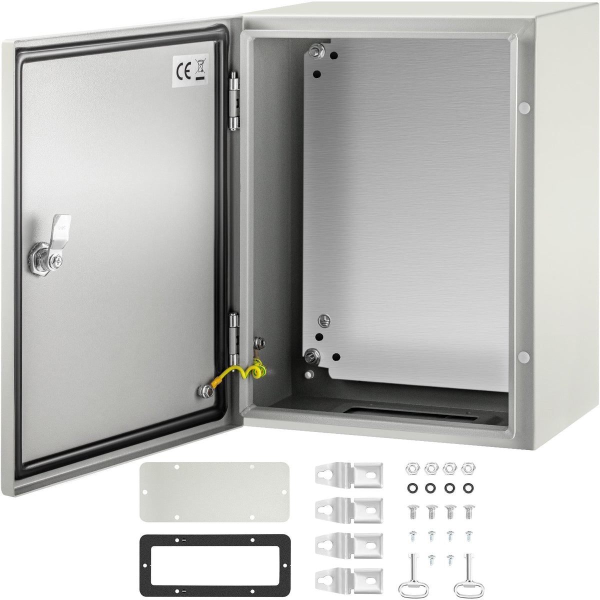 Steel Electrical Box 16'' x 12'' x 8'' Electrical Enclosure Box, Carbon Steel Hinged Junction Box, IP65 Weatherproof Metal Box Wall-Mounted Electronic Equipment Enclosure Box with Mounting Plate