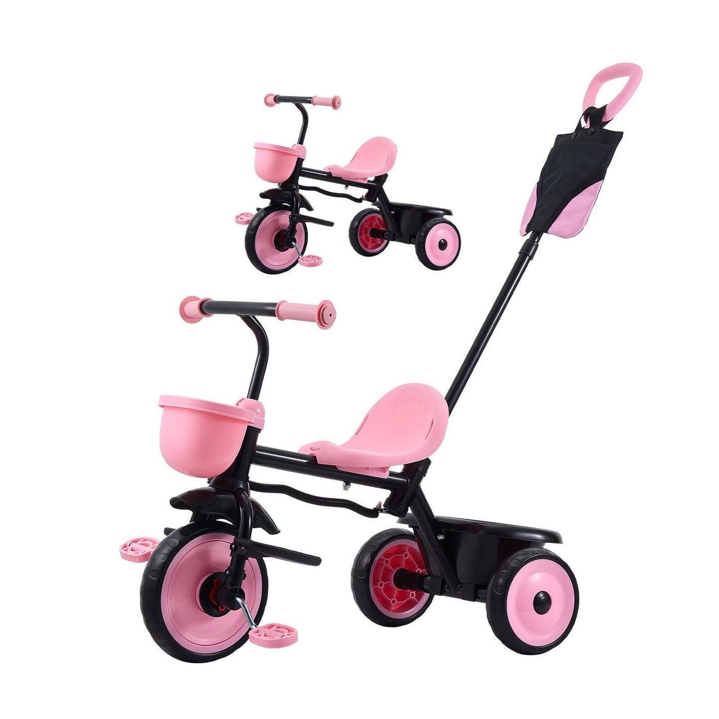 Toddler Tricycle & Stroller for 18 Months to 5 Year Old, Kids Trike with Parent Push Handle, Adjustable Seat & Storage for Outdoor Play, Tricycle for Toddlers, Birthday Toy for Boys and Girls