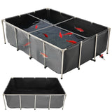 Canvas Fish Pond, 1781.3L Above Ground Fish Pond, PVC Koi Tank with Clear Viewing Panel, Rectangular Goldfish Tank with Stainless Steel Frame & Drain Valve, for Breeding Koi, Irrigation(Black)