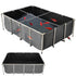 Canvas Fish Pond, 1781.3L Above Ground Fish Pond, PVC Koi Tank with Clear Viewing Panel, Rectangular Goldfish Tank with Stainless Steel Frame & Drain Valve, for Breeding Koi, Irrigation(Black)