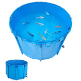 Canvas Fish Pond, 1700 L Capacity Above Ground Fish Pond, Foldable PVC Koi Tank, Round Goldfish Tank with Stable PVC Frame and Drain Valve, for Aquaculture, Koi Breeding, and Irrigation (Blue)