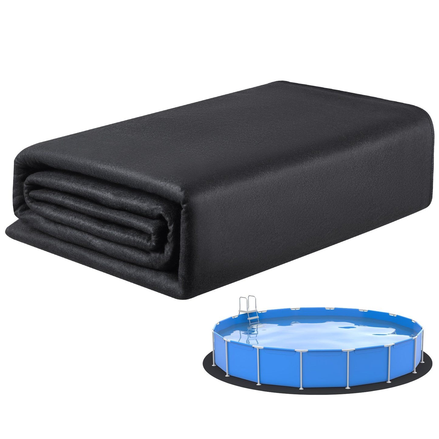 27ft Round Pool Liner Pad, Pool Liner Pad for Above Ground Swimming Pools, Extra-Thick Pool Mat, Prevents Punctures, Recycled Geotextile Material Underlayment Pad, Extend Liner Life