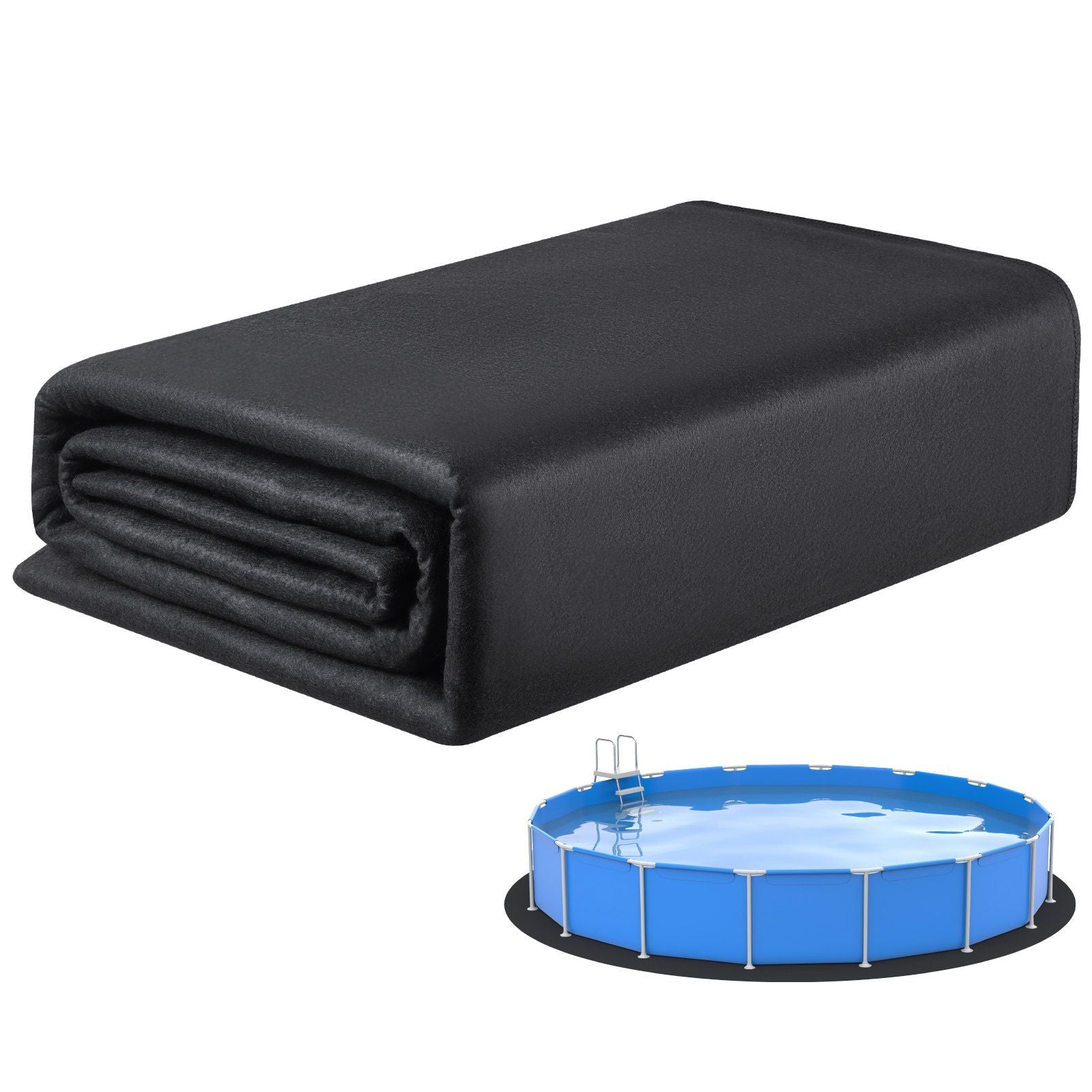 27ft Round Pool Liner Pad, Pool Liner Pad for Above Ground Swimming Pools, Extra-Thick Pool Mat, Prevents Punctures, Recycled Geotextile Material Underlayment Pad, Extend Liner Life