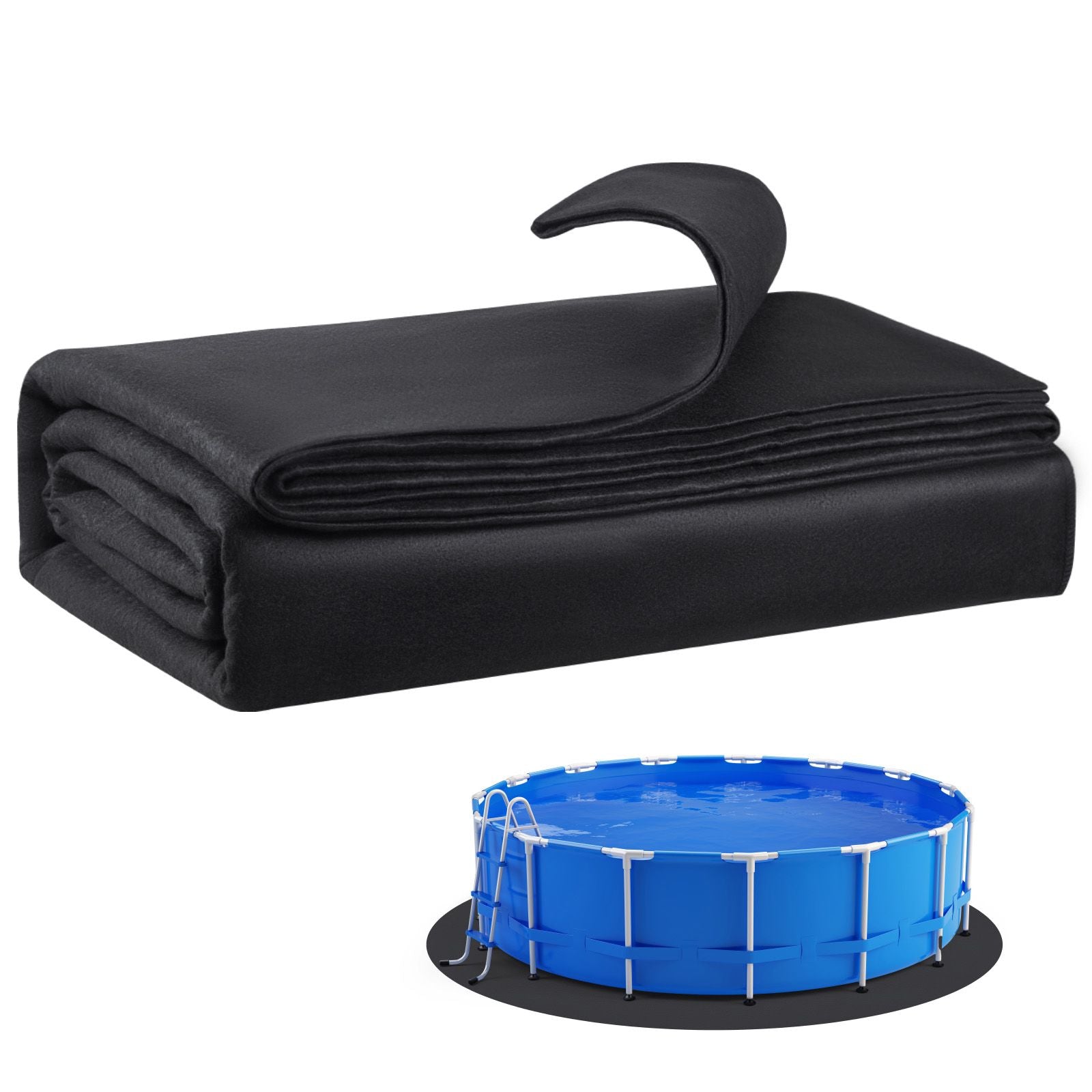 21ft Round Pool Liner Pad, Pool Liner Pad for Above Ground Swimming Pools, Extra-Thick Pool Mat, Prevents Punctures, Recycled Geotextile Material Underlayment Pad, Extend Liner Life