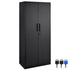 Metal Storage Cabinet with 2 Magnetic Doors and 4 Adjustable Shelves, 90 kg Capacity per Shelf, Locking Steel Storage Cabinet, 1.8 m Metal Cabinet with 3 Keys, for Office, Garage, Home, Black