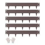 Steel Landscape Edging, 5 Packs 990 x 181 mm Rust-Resistant Metal Landscape Edging, Bendable Garden Edging Border, Heavy Duty Lawn Edging, Easy-to-Install, Flower Bed Yard Pathway Divider Brown