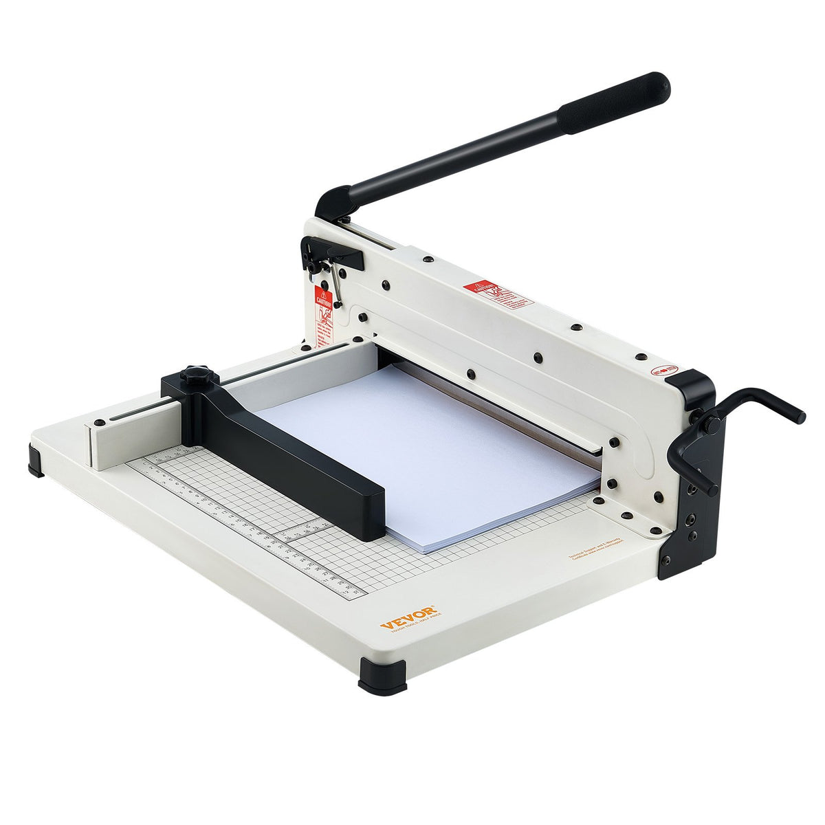 Heavy Duty Paper Cutter, 304.8 mm Industrial Commercial Guillotine Paper Cutter for A4 Paper, 400 Sheet Capacity, Solid Steel Construction, Stack Paper Trimmer for Office Home School Shop, White