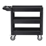 Utility Service Cart, 550 LBS Laod Capacity, 3 Shelf Heavy Duty Plastic Rolling Utility Cart with 360° Swivel Wheels (2 with Brakes), Ergonomic Storage Handle for Warehouse/Garage/Cleaning
