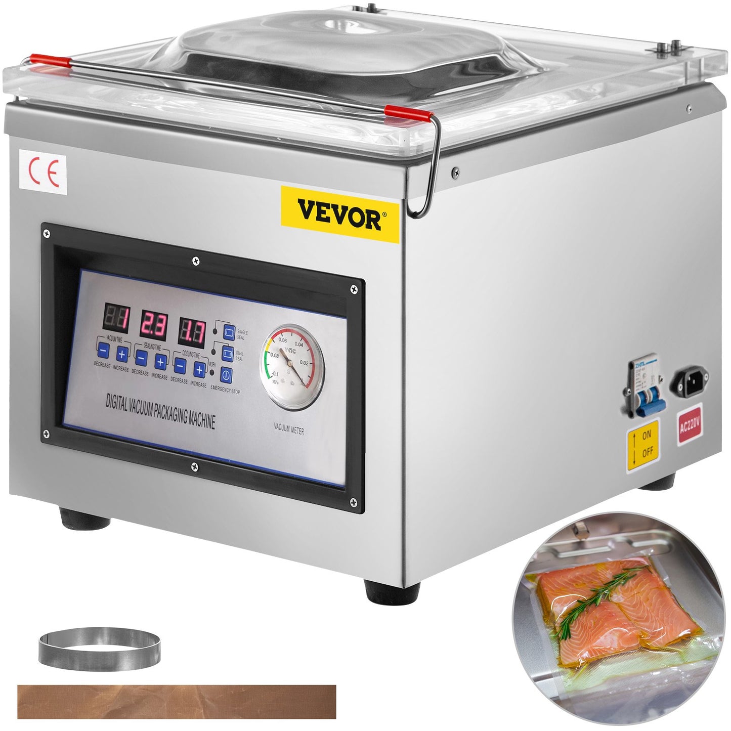 Vevor DZ-260C Digital Vacuum Sealer Food Vacuum Sealing Packing Machine 220V