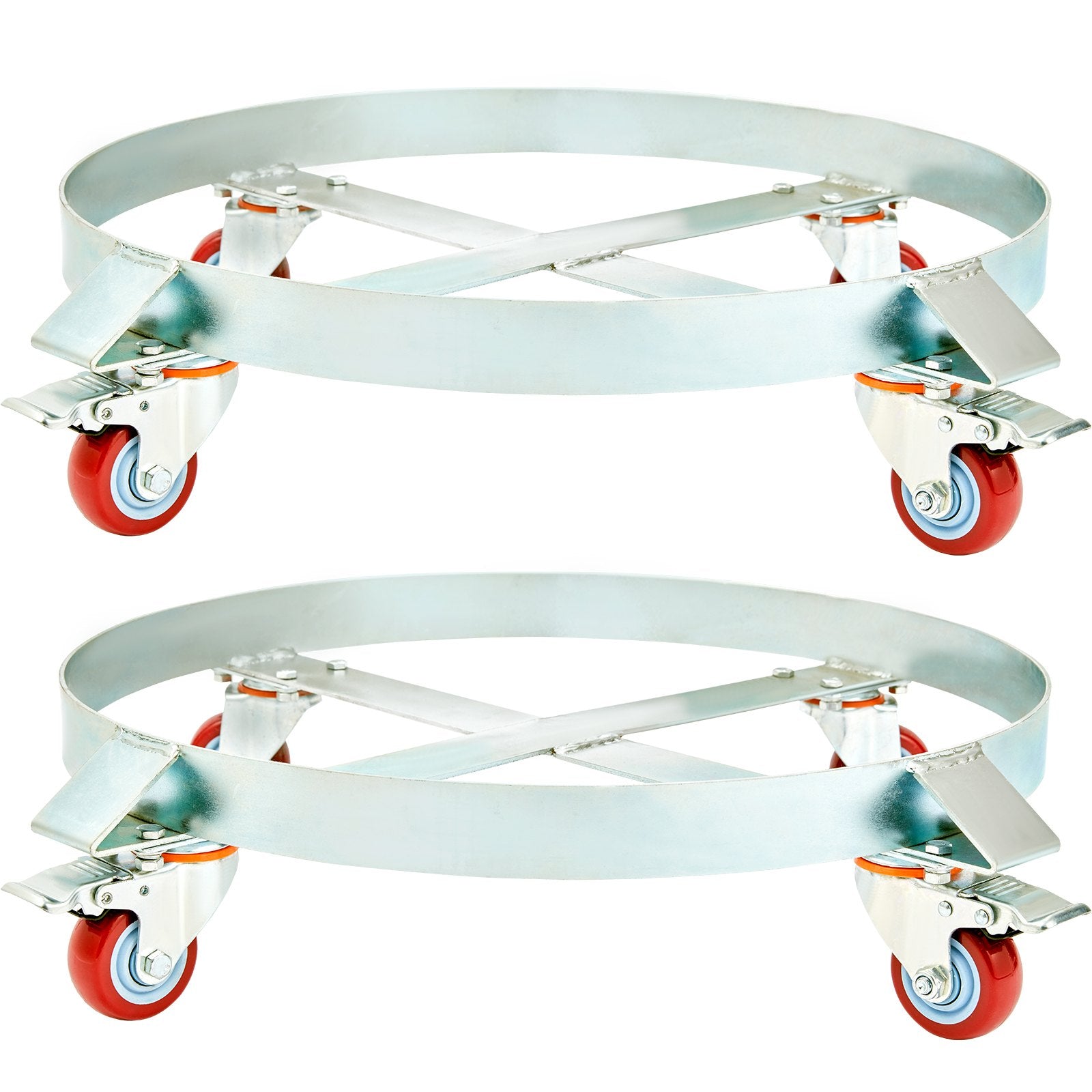 VEVOR 2PCS 250 L Heavy Duty Drum Dolly, 454 kg Load Capacity, Barrel Dolly Cart Drum Caddy, Non Tipping Hand Truck Capacity Dollies with Steel Frame 4 Swivel Casters Wheel, for Drum Handling