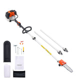 Gas Pole Saw, 33CC 2 Stroke Gas Powered Pole Saws with 20.3 cm Cutting Bar, Cordless Tree Trimmer with 850ml Fuel Tank, 2 to 3.5 m Extendable, Powerful Chainsaw for Tree Trimming Pruning