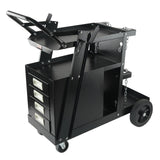 Welding Cart, 2-Tier 4 Drawers Welder Cart with 265 LBS Weight Capacity, Swivel Wheels, Tank Storage Safety Chains, Heavy Duty Rolling MIG Welder Cart for Mig Welder and Plasma Cutter