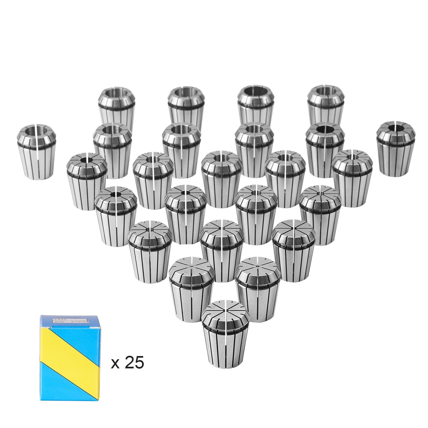 25 pcs ER32 Collet Set, 1/16''-13/16'', ER32 Spring Collet Chuck Set, 0.0006"/15 μm TIR Lathe Chuck Tool with 25 Labeled Storage Boxes, for CNC Engraving Machine Milling Lathe Tool Drill Press