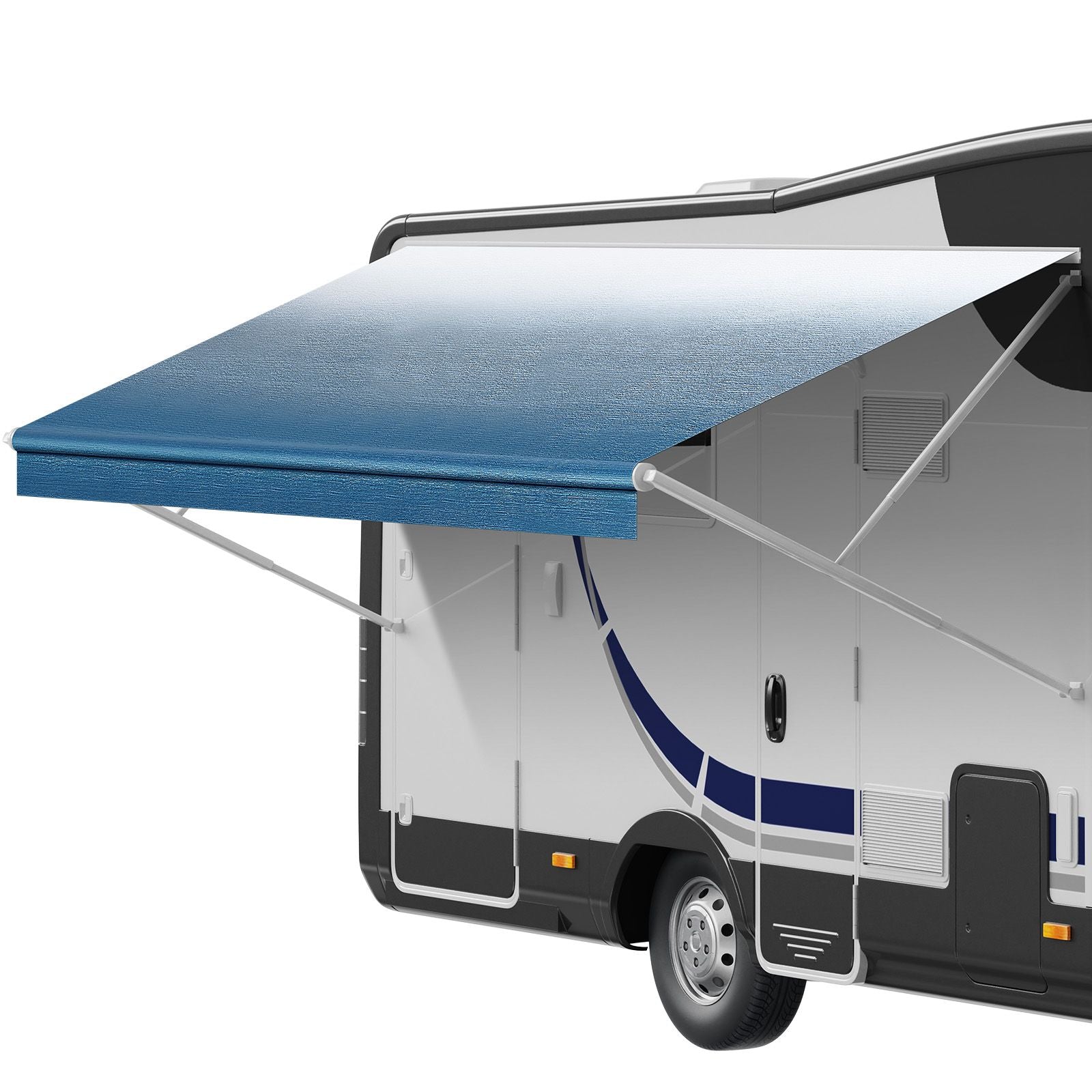 RV Awning Fabric Replacement, 3.72m Fabric Length for 3.96mAwning, Heavy Duty 3-Ply 16oz PVC Camper Awning Fabric, Waterproof & UV Protection Outdoor Canopy for RV, Trailer, Motorhome, Blue Fade