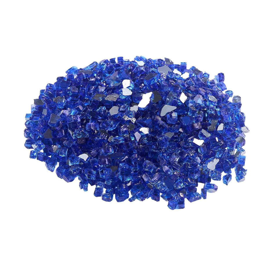 Fire Glass, 20LBS / 9KG High-Temperature Resistant Fireplace Rocks, 1/2-Inch / 12.7 mm Reflective & Smokeless Firepit Glass Rock, High Luster Stone Landscaping for Fire Pit Table, Cobalt Blue