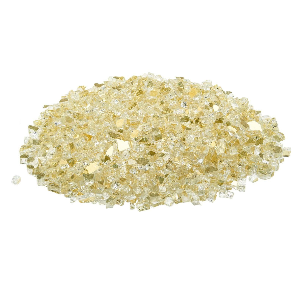 Fire Glass, 10 LBS / 4.5 KG High-Temperature Resistant Fireplace Rocks, 1/2-Inch / 12.7 mm Reflective & Smokeless Firepit Glass Rock, High Luster Stone Landscaping for Fire Pit Table, Gold