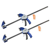Bar Clamps for Woodworking, 2-Pack 60.96 cm One-Handed Clamp/Spreader, Quick-Grip F-Clamp with 154 kg Load Limit, Premium Plastic and Carbon Steel, for Woodworking Metal working, Blue + Black