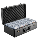 Graded Card Storage Box, 5 Slots, Graded Sports Cards Holder Carrying Case with Coded Lock Foam Dividers, for 162 PSA Graded Cards 115 BGS Cards 130 SGC Cards 585 Top Loaders or 999+ Loose Cards