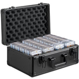 Graded Card Storage Box, 4 Slots, Graded Sports Cards Holder Carrying Case with Key Lock Foam Dividers, for 96 PSA Graded Cards 68 BGS Cards 76 SGC Cards 348 Top Loaders or 999+ Loose Cards