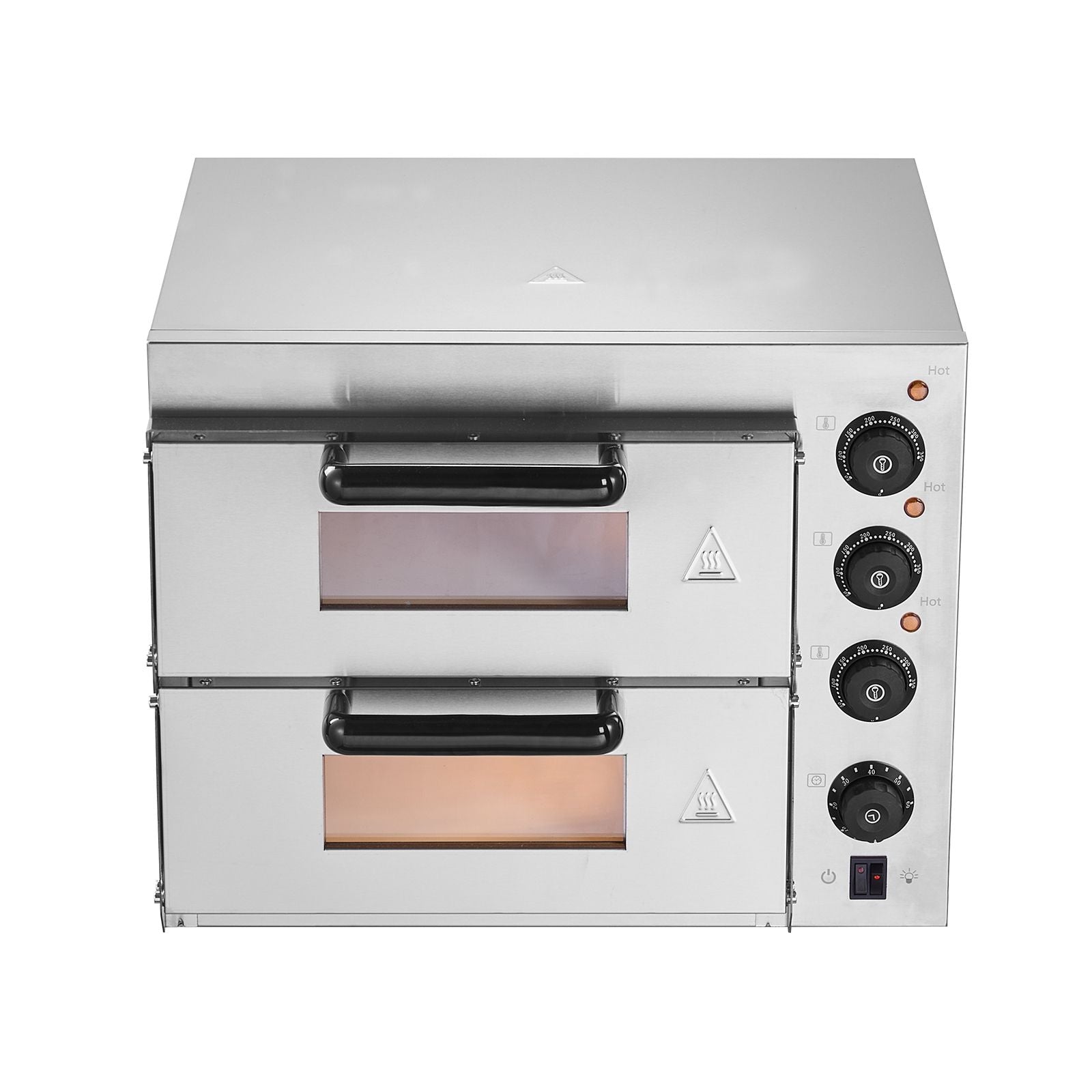 Commercial Pizza Oven Countertop, 14-Inch Double Deck Layer, Stainless Steel Electric Pizza Oven with Stone and Handle, Multipurpose Indoor Pizza Maker for Restaurant Home Pretzels Baked