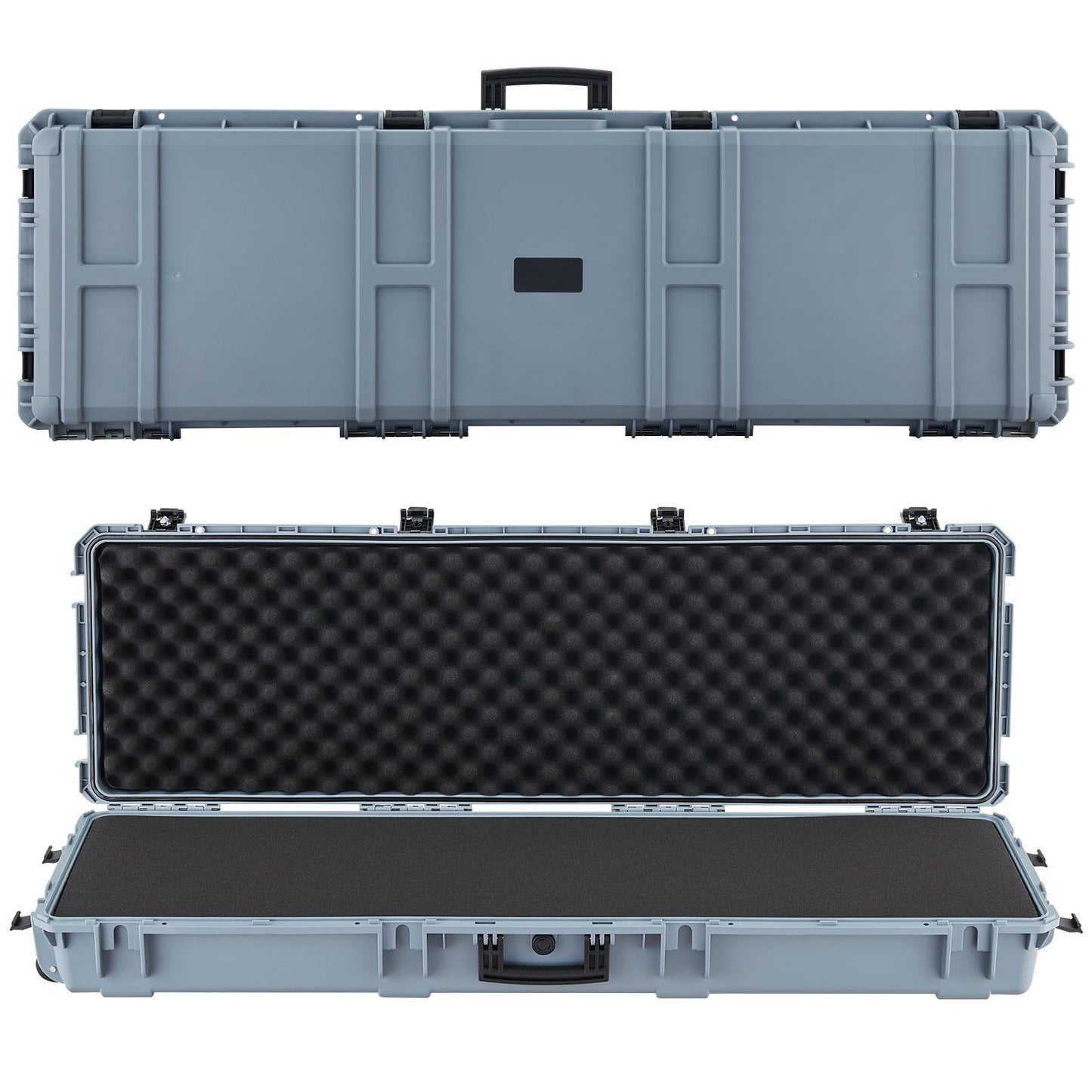 Hard Rifle Case, Lockable Rifle Case with Pre-cut Foams, 1320 mm Gun Storage with Wheels, Heavy Duty IP67 Waterproof & Dustproof Pistol Storage Cases for Rifles, Shotguns, Airsoft Guns, Grey