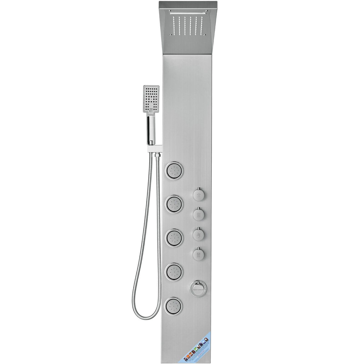 Shower Panel System, 4 Shower Modes Shower Panel Tower, Rainfall, Waterfall, 5 Full Body Massage Jets and 3-Setting Handheld Shower Head with 59" Hose, Stainless Steel Wall-Mounted Shower Set