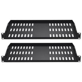 2PCS 1U Server Rack Shelf, 254mm Depth, 22.68kg Max Load Capacity Vented Cantilever or Wall Mount Rack Mount Shelf with Tray, Good Air Circulation for 482.6mm Network Cabinet or Equipment Rack