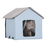 Heated Cat House, Outdoor Kitty Shelter with Timer, 600D Oxford Cloth Foldable Cat Shelter with Heated Pad  for Winter to Stay Warm and Cozy, Blue (Small)