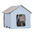 Heated Cat House, Outdoor Kitty Shelter with Timer, 600D Oxford Cloth Foldable Cat Shelter with Heated Pad  for Winter to Stay Warm and Cozy, Blue (Small)