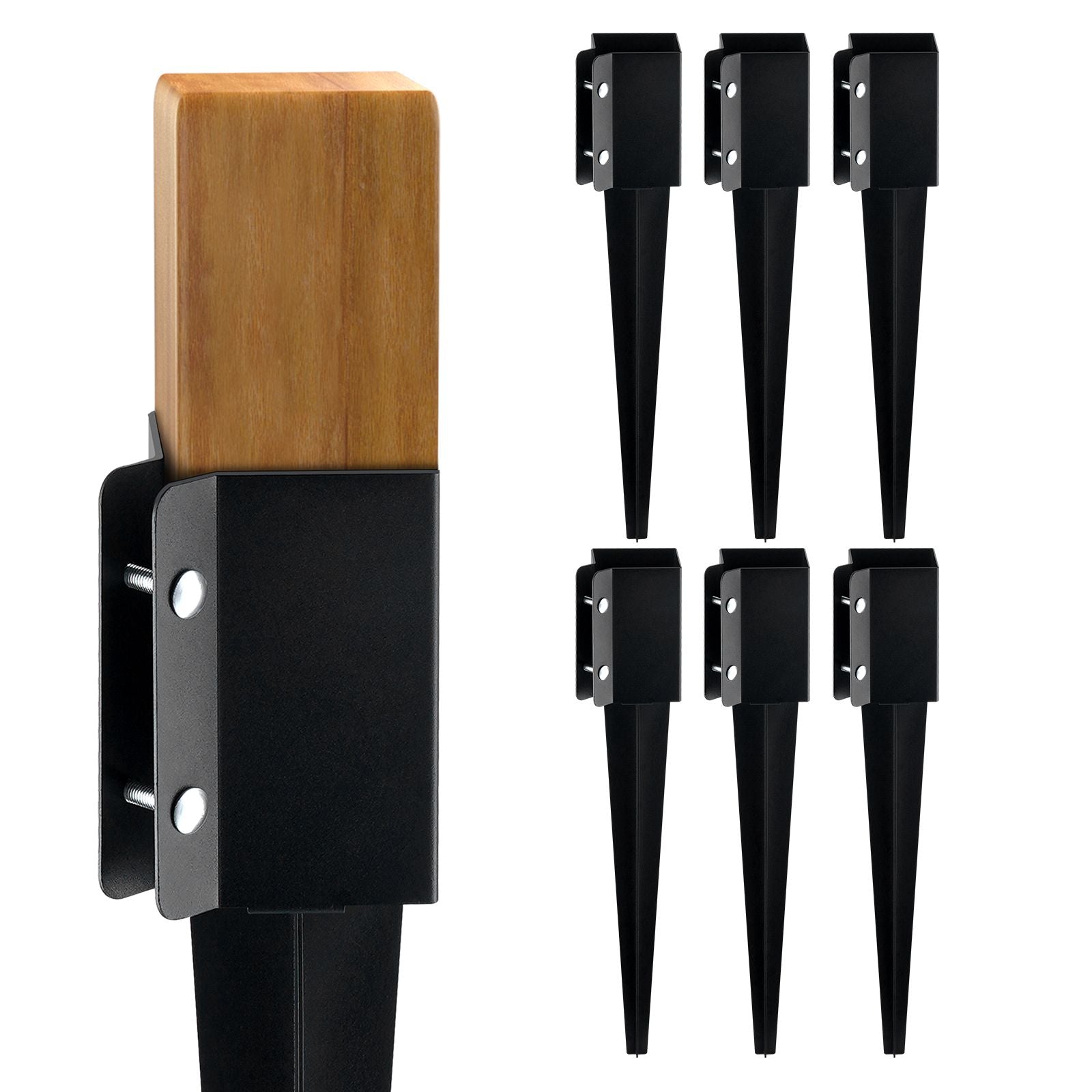Fence Post Anchor Ground Spike 6 Pack 24 x 4 x 4 In Metal Fence Stakes
